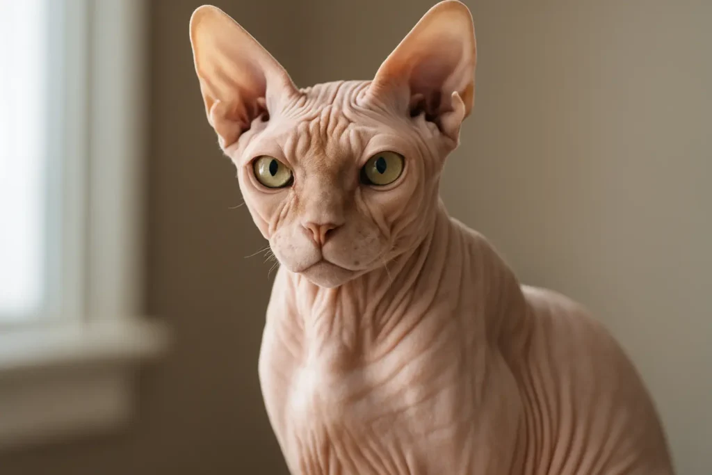 Graceful Sphynx Cat Portrait simple compose